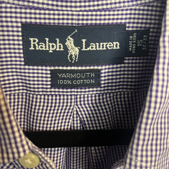Ralph Lauren Yarmouth Men's 15-32/33 Purple Checkered Shirt Long Sleeve - Picture 3 of 7